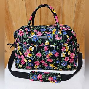 Vera Bradley Weekender "Wildflower Garden" Quilted Duffel Bag w/ Strap & Handles